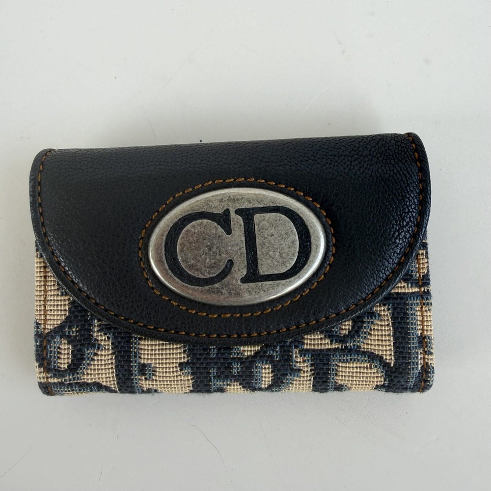 Christian Dior Oblique Trotter Monogram 6-Ring Key Case Holder – Navy Blue & Bei